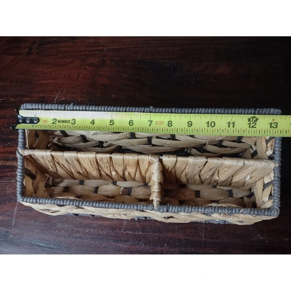 Rustic Handwoven Divided Wicker Basket Organizer 12